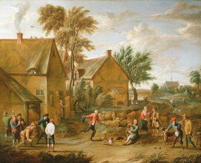 Ein Spiel von Bowls bei einer Taverne von Alexander van Bredael